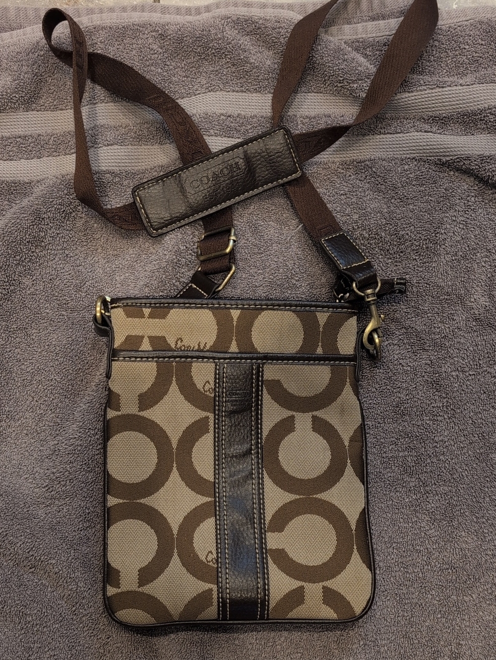 Coach Brown Signature Canvas Messenger Crossbody